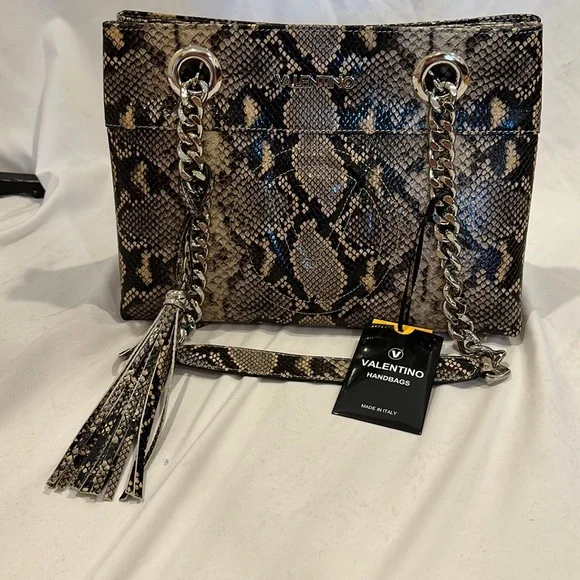 NWT Mario Valentino snake print leather shoulder bag - Picture 11 of 14